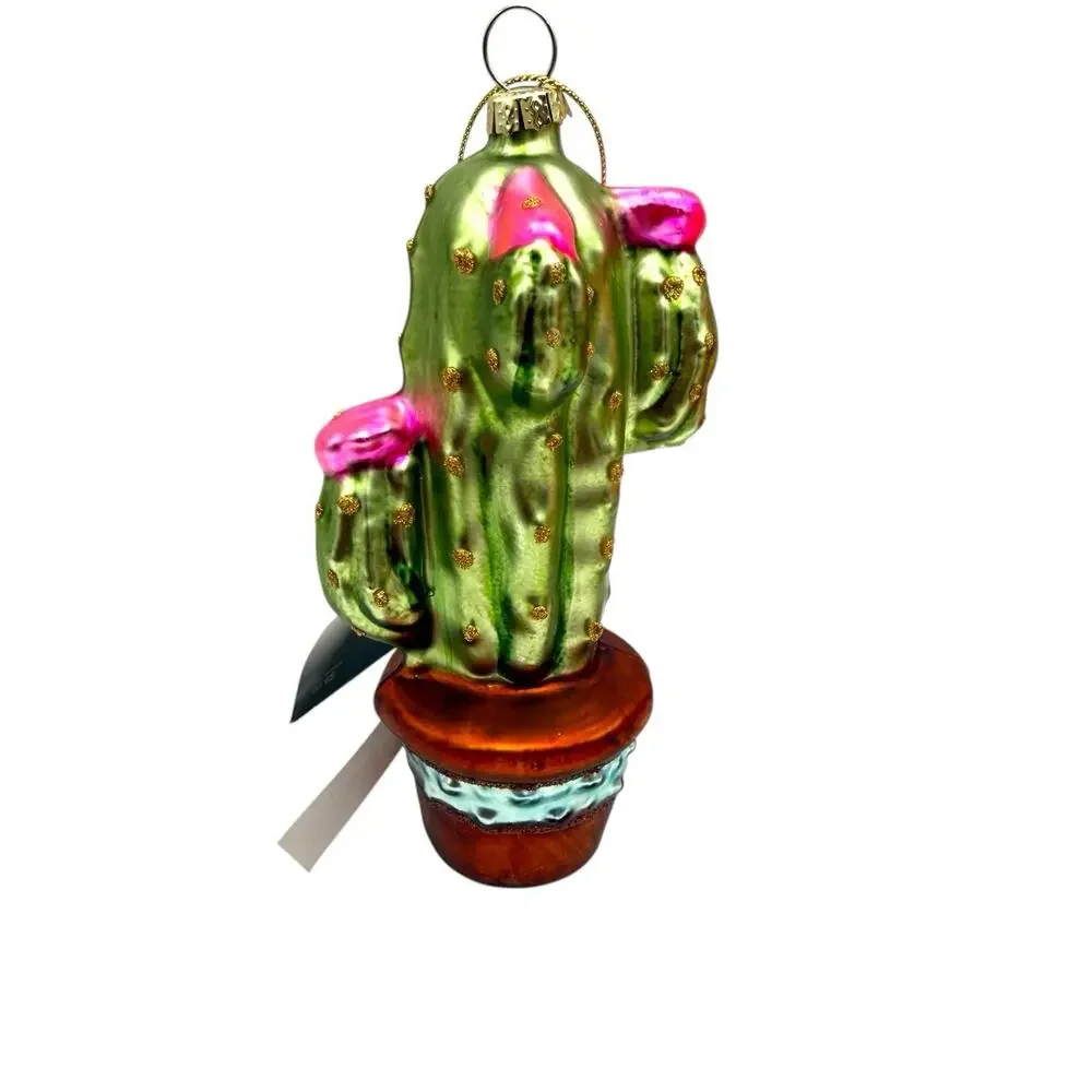 Saguro Cactus Christmas Ornament Southwest Desert Glass Robert Stanley 5 in. NWT